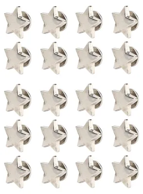Image de Rivets en forme de pentagramme - Accessoires pour vêtements, sacs et articles en cuir - Lot de 20 pièces - Argenté, plat