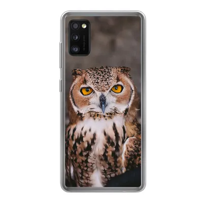 Produktbild von MuchoWow® Handyhülle Schutzhülle Hülle für Samsung Galaxy A41 Braune Eule schaut direkt in die Kamera Silikon Softcase Handy Hülle - Mobiltelefon