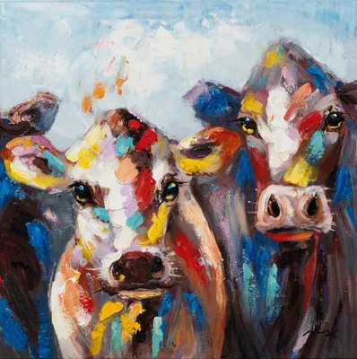 Produktbild von ArtUniverse Leinwandbild Bunte Kühe I 60 x 60 cm