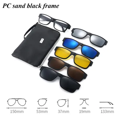 Produktbild von Polarisierte Sonnenbrille, 5-in-1-Clip-Sonnenbrille, Motorradbrille, farbenfrohe Sonnenbrille, Herren- und Damen-Brille mit Kurzsichtigkeitsbrille