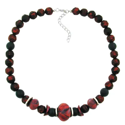 Produktbild von Kette Kunststoffperlen dunkelrot-metallic schwarz 48cm schwarz rot 48 cm