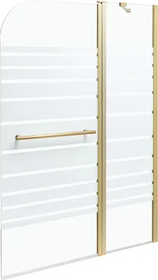 Obrázek produktu pro BELIANI Sprchová zástěna do vany s dvířky zlatá transparentní tvrzené matné sklo hliněná nerezová destička 140 x 100 cm nastavitelné minimalismus