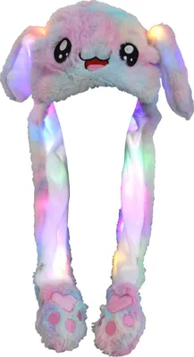 Produktbild von Wackelohr Mütze mit LED und beweglichen Ohren - aus Plüsch, Kostüm für Kinder und Erwachsene: Kaninchen Pastell sm-494b LED Wackelohr Mütze wählen: Kaninchen Pastell sm-494b LED
