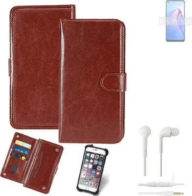 Produktbild von K-S-Trade 360° Hülle kompatibel mit Oppo Reno8 Z 5G inkl. Headphones braun Kunstleder Case BookCase WalletCase Kunstlederederhülle Handyhülle,