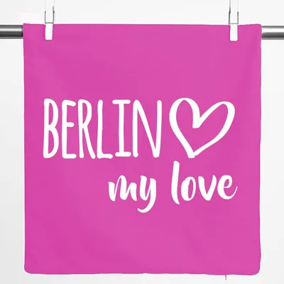 Produktbild von Huuraa Kissenbezug Berlin my love 40x40cm Fuchsia Baumwolle Dekokissenbezug Geschenkidee