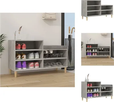 Immagine prodotto di vidaXL Portascarpe grigio cemento 102x36x60 cm in legno - Portascarpe e armadietti