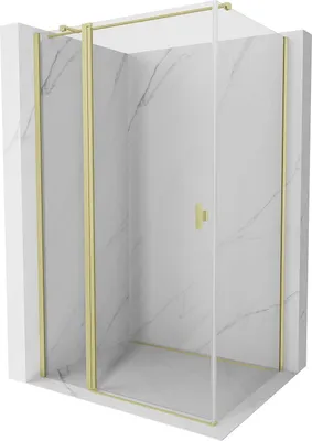 Produktbild von Mexen Mist T Duschkabine Schwingtür 100 x 70 cm, transparent, gebürstetes Gold - 8A4T-100-070-55-00