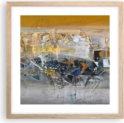 Produktbild von Gerahmtes Poster - Rahmen in heller Eiche - Abstraktion modern - 40x40 cm - Wand Bild - Wanddeko - Wandbilder - Wandposter - Bilderrahmen - Bilder - Kunstdruck - Wandbild - P2NAC40x40-4001