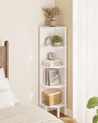 Immagine prodotto di Scaffale angolare a 5 ripiani, ideale per libri e piante, colore bianco
