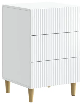 Zdjęcie produktu dla Szafka nocna z szufladami vidaXL, biała, 43 x 41 x 66,5 cm, materiał drewnopochodny