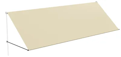 Immagine prodotto di QEENTOE, tenda da sole a cassonetto per balcone, 400x145 cm, con corda e barra di supporto in alluminio, protezione solare per terrazza, balcone e giardino, color beige