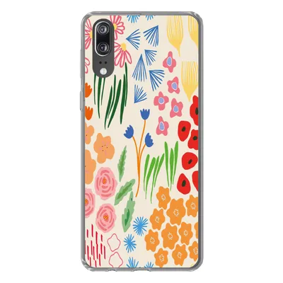 Produktbild von MuchoWow® Handyhülle Schutzhülle Hülle für Huawei P20 Blumen - Muster - Feldblumen Silikon Softcase Handy Hülle - Hardcover