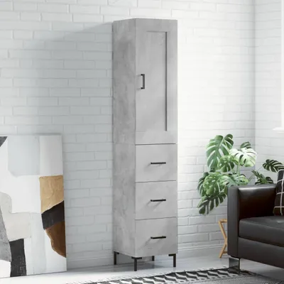 Produktbild von vidaXL Highboard Betongrau 34,5x34x180 cm Holzwerkstoff