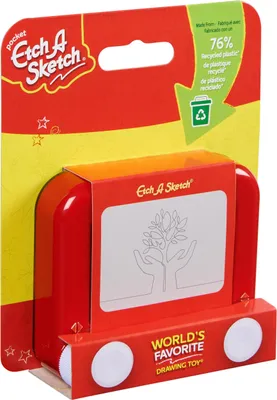 Produktbild von Etch A Sketch Pocket - das Original aus 76% recyceltem Kunststoff im Taschenformat, Magnetische Zeichentafel für Kinder, 3 Jahr(e), Kunststoff, Rot