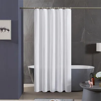 Immagine prodotto di Tenda da doccia in tessuto, 120x180 cm, poliestere, bianca, resistente alla muffa, idrorepellente, lavabile, con 8 ganci