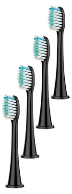 Produktbild von Elektrischer Zahnbürstenkopf, austauschbarer elektrischer Schallzahnbürstenkopf, geeignet für die elektrische Schallbürste von Philips Sonicare.Farbe:Schwarz 4 Stück
