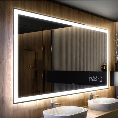 Produktbild von Wandspiegel 60x200 cm - Vertikal mit LED Beleuchtung - Touch Schalter - LED Farbe Kaltweiß 7000K - L58 - Individuell Nach Maß - Beleuchtet Badspiegel Lichtspiegel Badezimmerspiegel