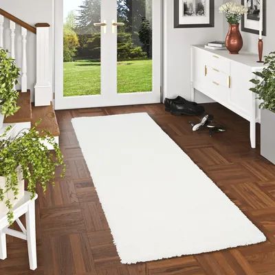 Produktbild von Luxus Hochflor Shaggy Teppich Läufer Dream Creme, Größe:80x400 cm
