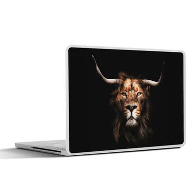 Produktbild von MuchoWow® Laptop Aufkleber Sticker Cover Löwe - Horn - Schwarz 32.5x23.5 cm - Sticker für Laptop - Selbstklebend