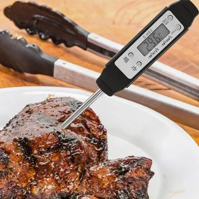 Produktbild von Digitales Lebensmittelthermometer Küchen- und Grillthermometer -50 bis 300℃ mit Edelstahlsonde für Kochen und Backen, Schwarz
