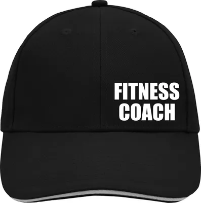 Produktbild von Huuraa Cappy Mütze Fitness Coach Training Black/Light Grey Baumwolle 6-Panel Kappe Geschenkidee
