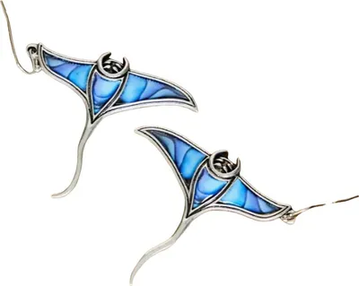 Produktbild von Rochen Ohrringe Miniblings Hänger Meer Ozean Manta Mantarochen silber blau