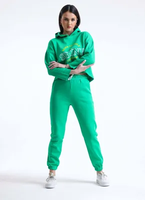Produktbild von Jogginsanzug Freizeitanzug Sportanzug Royyen 957 mit Print Damen – GRÜN / M