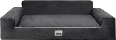 Produktbild von Legowisko dla psa GLAMOUR sofa miejsce do spania tkanina satynowa poduszka kosz czarny XL 98x66 cm