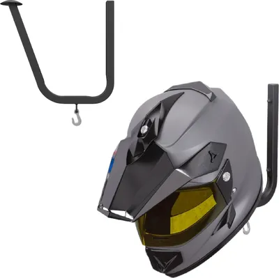 Zdjęcie produktu dla Uchwyt ścienny QLS do montażu kasku motocyklowego, rowerowego, narciarskiego na ścianie czarny stalowy 11019