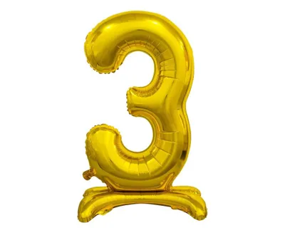 Image de Ballon B&C chiffre 3 or 74 cm (ballons de fête)