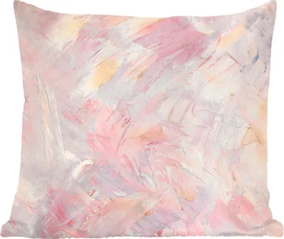 Produktbild von MuchoWow® Zierkissen Sofakissen Wohnzimmer Dekokissen 60x60 cm Ölgemälde Rosa - Sitzfläche - Foto Polster