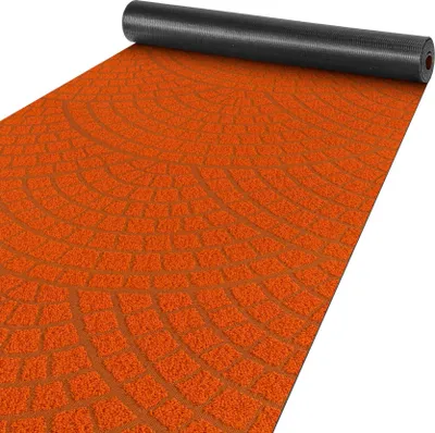Produktbild von Küchenläufer Flur Teppichläufer Velours Läufer DAVIS Orange Mosaik Robust Breite 50cm Länge 160cm