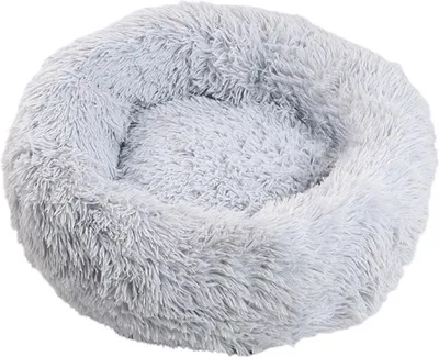 Produktbild von Hundebett, rundes, donut-förmiges Kissen, Sofa mit abnehmbarem und waschbarem Mittelkissen, weicher Plüschstoff