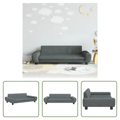 Imagen del producto de Living Store: Sofá infantil, color gris oscuro, 100x54x33 cm, tapizado en terciopelo