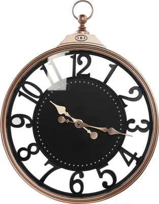 Zdjęcie produktu dla BELIANI Zegar ścienny czarny z miedzianym metalowa rama ø 52 cm arabska numeracja nowoczesny design