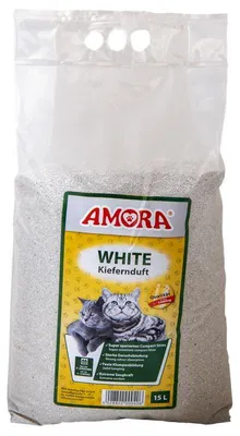 Produktbild von Amora Katzenstreu WHITE COMPACT Mit Kiefernduft, Ton, 15 l, Grau