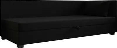 Produktbild von AURA SOFA  Boxspringbett  ROLAND PLUS 100x195 Komplett-Set mit Bonell Matratze, Polsterbett mit Bettkästen -  Schwarz, SAWANA 14