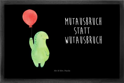 Produktbild von Mr. & Mrs. Panda fußmatte Schildkröte Luftballon 50 x 75 cm - Schwarz - Geschenk, Motivationsspruch, Schildkröten, Fußabstreifer, Türmatte, Schmutzmatte, Schmutzfangmatte