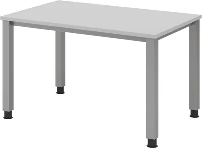 Produktbild von bümö Schreibtisch Serie-Q - Gestell: Silber, Größe:  120 x 80 cm, Nachbildung: Grau