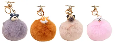 Imagen del producto de Llavero con pompón – Cachorritos Happy Color