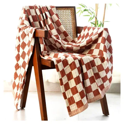 Produktbild von Überwurfdecke für Couch, 127 x 152,4 cm, 100% recycelte Baumwolle, weiche Decke für Bett oder Sofa