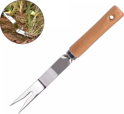 Imagen del producto de Azada manual para deshierbar, extractor de malas hierbas, removedor de césped de acero inoxidable con púas largas y mango ergonómico