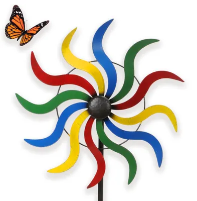 Produktbild von Gartendeko Windrad in 160 cm, Gartenstecker in bunten Farben