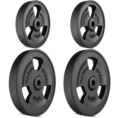 Produktbild von Marbo Sport 60 kg Tri-Grip gummierte Hantelscheiben Set aus Gusseisen Guss Gewichte mit ø30/31 mm Bohrung / 2 x 20 kg + 2 x 10 kg