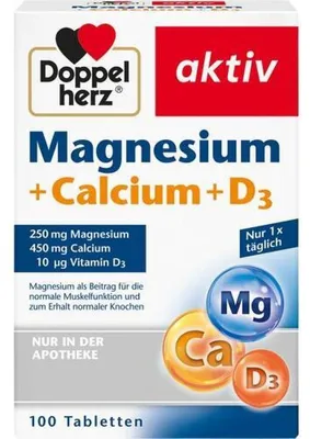 Productafbeelding van Doppelherz aktiv Magnesium + Calcium + D3 tabletten voor de normale spierfunctie en het behoud van gezonde botten, 100 tabletten