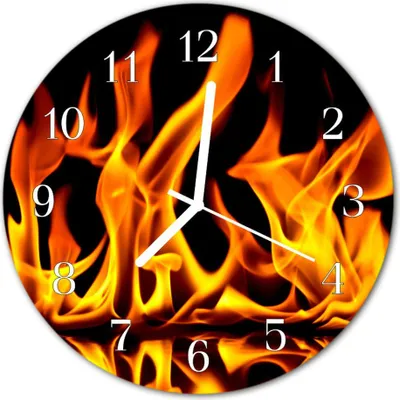 Produktbild von Glasuhr Wanduhr Küchenuhr Echt-Glas 30fi cm Feuer orange