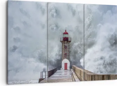 Produktbild von Bild auf Leinwand - Leinwandbild - 3 Teile - Laterne Meer Sturm - 105x70cm - Wand Bild - Wanddeko - Wandbilder - Leinwanddruck - Bilder - Wanddekoration - Leinwand bilder - Wandbild - CE105x70-5003