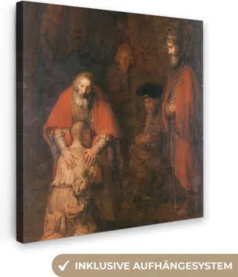 Obrázek produktu pro OneMillionCanvasses® - Obraz na plátně - Návrat marnotratného syna - Rembrandt van Rijn, nástěnná malba, nástěnné dekorace obrazy obývací pokoj, 90x90cm