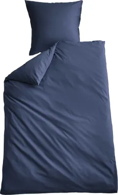 Produktbild von Bettwäsche Set Microsatin »Berlin« BxL 135x200 cm Dunkelblau Kissenbezug Bettbezug Reißverschluss Hautfreundlich 202090