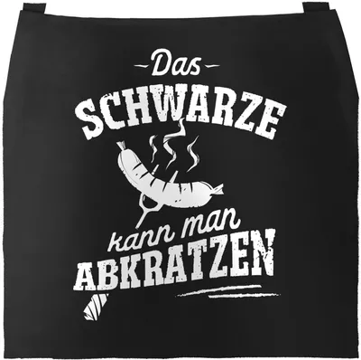 Produktbild von Grill-Schürze für Männer mit Spruch Das Schwarze kann man abkratzen Spruch lustig Grillen Baumwoll-Schürze Küchenschürze Moonworks® schwarz unisize
